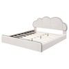 TIRAMISUBEST Queen Size Upholstered Platform Bed with Cloud-shaped Headboard, Velvet Bed Frame with Wood Slats Support - 3 of 4