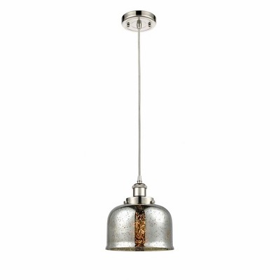 Bell - 1 Light Cord Hung Mini Pendant In Industrial Style-10 Inches Tall and 8 Inches Wide
