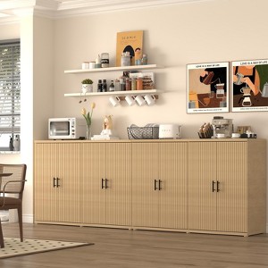 Brafabhome Accent Fluted Sideboard Buffet Cabinet with 4 Doors, Modern Credenza Storage Cabinet with Adjustable Shelves for Living Room Dinning Room - 1 of 4