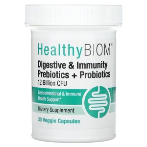 HealthyBiom Digestive & Immunity Prebiotic + Probiotics, 12 Billion CFU, 30 Veggie Capsules - 1 of 3