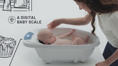 Tina de baño, báscula y termómetro digital 3 en 1 Aquascale en blanco -  Medprozone US