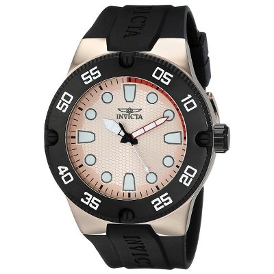 Invicta 18025 Men's Pro Diver Rose Gold Dial Black Silicone Strap Watch