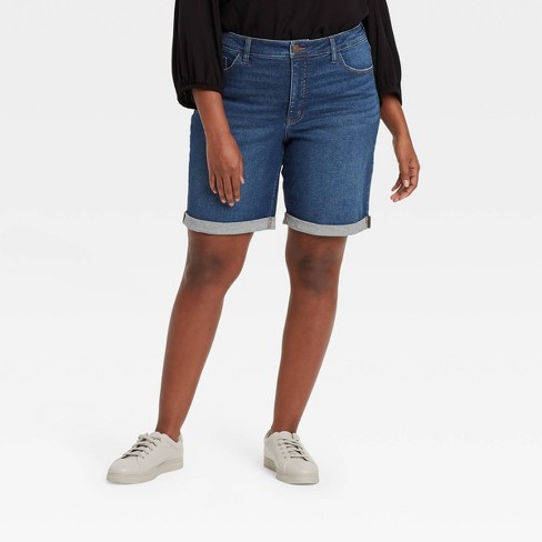 Women's Size Roll Cuff Bermuda Jean Shorts - Ava & Viv™ : Target