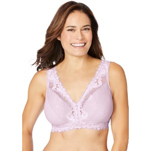 Comfort Choice Women's Plus Size Lace Leisure Bralette - 1 of 4