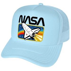 NASA Retro Shuttle Rectangle Foam Trucker Cap Light Blue - 1 of 4