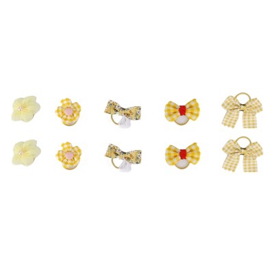 Unique Bargains Women's Cute Bow Flowers Hair Ropes Yellow 10 Pcs
