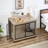 Dog Kennel End Table With 3 Metal Fence Door Particle Board Dog Cages With Wheels & Flip-top Door For Large Breed Dogs Indoor Dog Kennel - 3 of 4