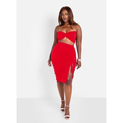 Rebdolls Women's Jaycie Ruched Midi Skirt