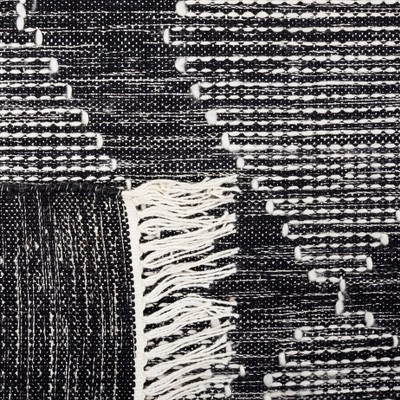 Bohemian Nomad Black and Ivory Handwoven Kilim Rug - 5' x 8'