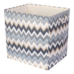Unique Bargains Wave Print Fabric Collapsible Storage Organizer Storage Basket Bin 1 Pc - 1 of 4