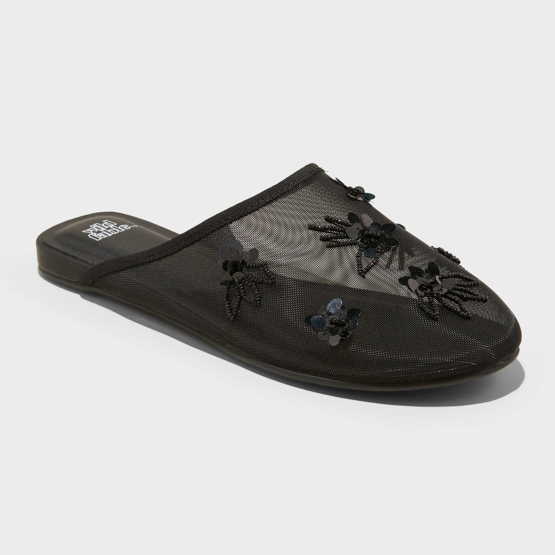 Women's Pixie Floral Mesh Slip-On Mule Flats with Memory Foam Insole - Wild Fable™