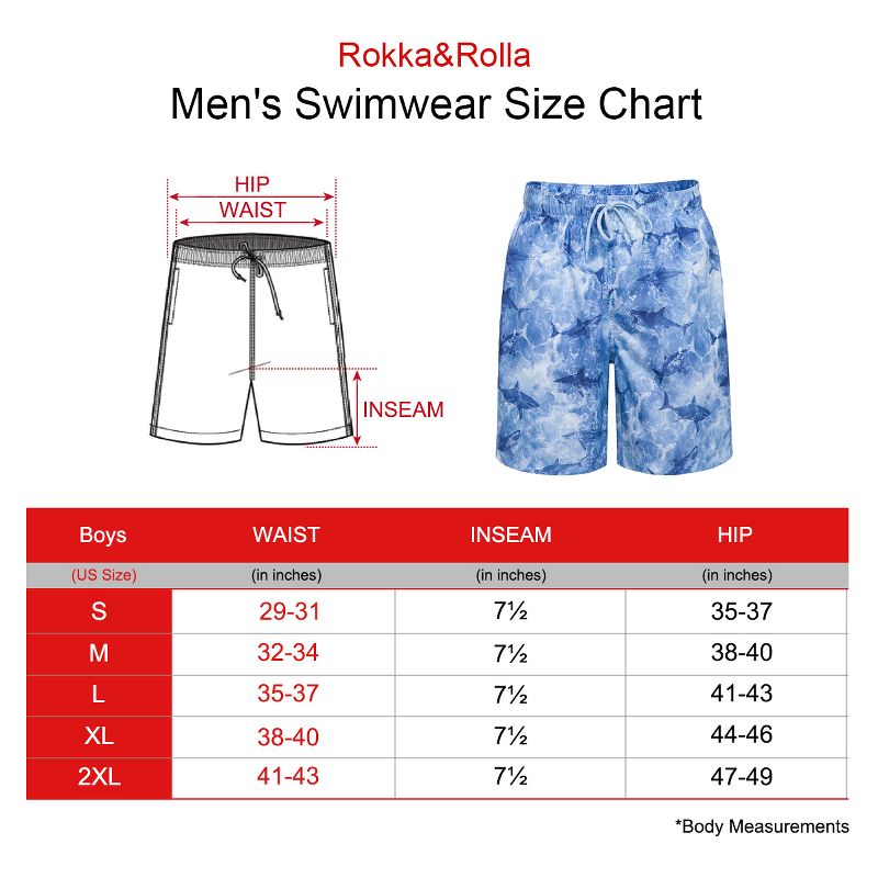 Rokka&Rolla Men's 7.5'' Swim Trunks Beach Shorts, 3 of 14