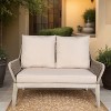 Moda Furnishings Acacia Wood Patio Outdoor Loveseat Sofa With Beige Cushions - 3 of 4