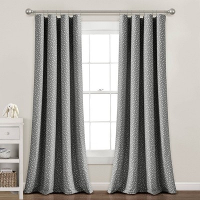 Image of 52"x84" Kids' Pixie Fox Geo Blackout Single Window Curtain Panel Dark Gray - Lush Décor