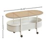 35.43" Tempered Glass and Metal Oval Movable Coffee Table with Storage Box and Universal Wheels - 2 of 4