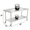 60X24x35 Inch Stainless Steel Work Table with Double Shelf, Heavy Duty Prep Station for Kitchen Restaurant or Garage Storage - 2 of 4