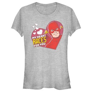 Juniors Womens The Flash Valentine's Day My Heart Races for You T-Shirt - 1 of 4