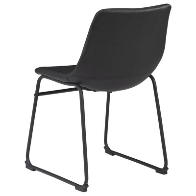 Black Faux Leather Upholstered Side Chair with Metal Frame