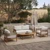 LuxenHome Outdoor Acacia Wood with Rope Sides Club Loveseat with Cushions and Coffee Table - 4 of 4