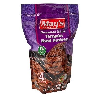 May's Hawaiian Style Teriyaki Beef Burger Patties - Frozen - 64oz/16ct