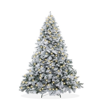 Casafield Realistic Snow-Flocked Pine Artificial Holiday Christmas Tree with Sturdy Metal Stand