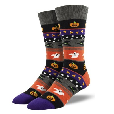 Novelty Socks 16.0" Halloween Icons Ghost Candy Corn Pumpkins Socksmith  -  Socks