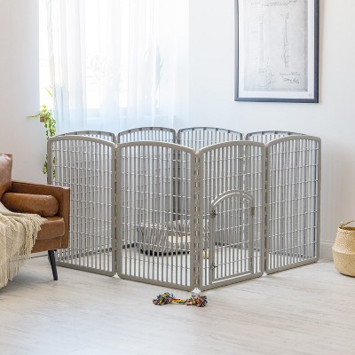 Silver 34"H Plastic 8-Panel Pet Playpen with Door
