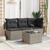 Garden Table Gray PE Rattan, Tempered Glass, Powder-Coated Steel - 3 of 4