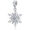 Sterling Silver Snowflake Charm with Ice Blue Crystals - Winter Holiday Dangle Bead for Bracelets - 2 of 4