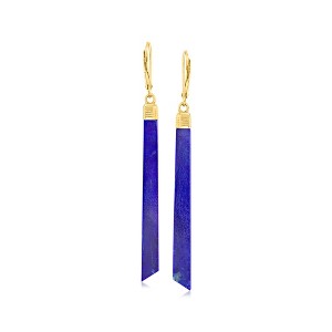 Ross-Simons Lapis Linear Drop Earrings in 18kt Gold Over Sterling - 1 of 3