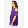 Woman Within Plus Size Eyelet Cold-Shoulder Tunic - 4 of 4