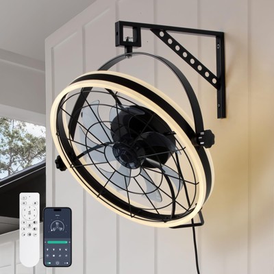 Ludomide 23.6 In. Smart Industrial Wall Mounted Ceiling Fan with Double Side LED Lights and Remote Included