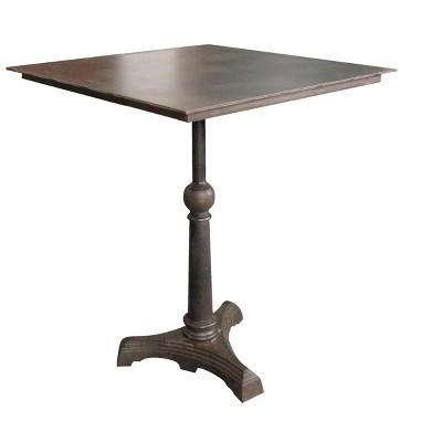 HomeRoots 30" Brown Iron Square Pedestal End Table