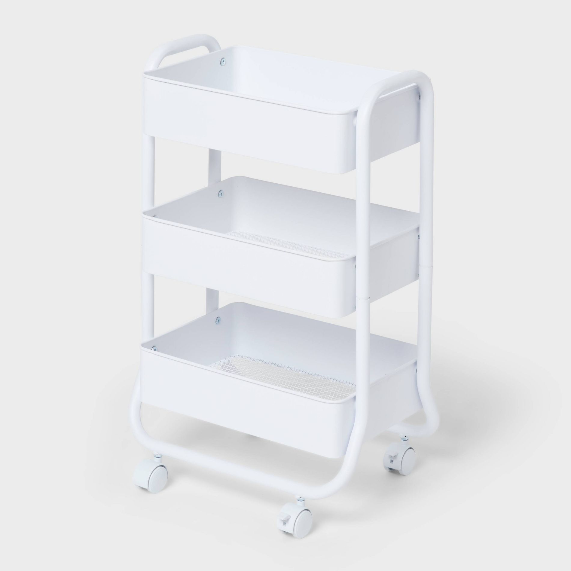 3 Tier Metal Utility Cart Small White - Brightroom™
