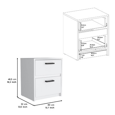 Bethel Modern Black 2-Drawer Nightstand with Sleek Handles