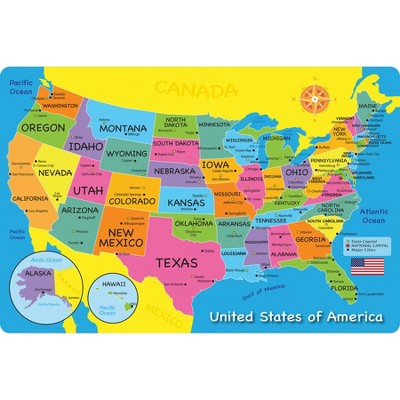 Ashley Productions® Smart Poly™, The Original Fun Mat™, Welcome Mat, 15.5" x 23.5", USA Map