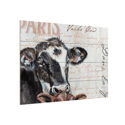 Trademark Fine Art -Jennifer Redstreake 'Dans la Ferme Cow' Wood Slat Art