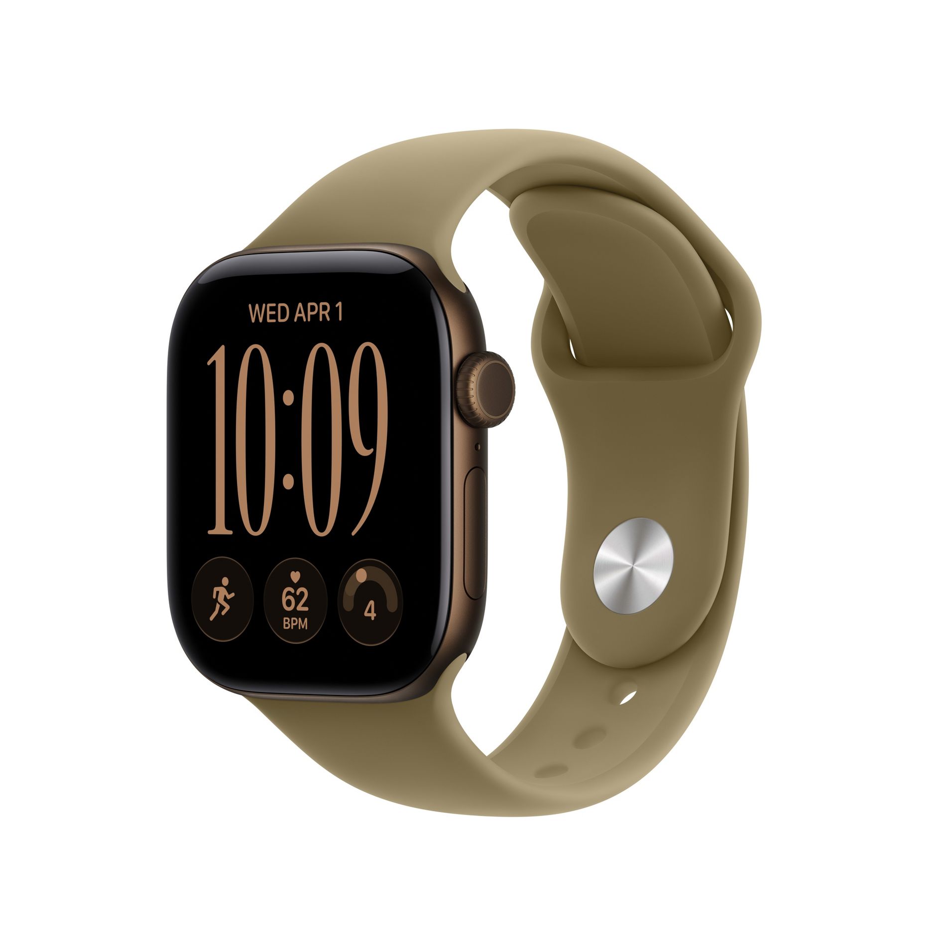 Apple Watch Series 12 GPS 42mm Dark Bronze Aluminum Case with Olive Sport Band - S/M