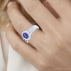 Pompeii3 1 1/2ct Oval Sapphire Diamond Halo Ring 14K White Gold - 3 of 4