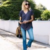 Amaryllis Women's Short-Sleeve Casual V-Neck High-Low Hem Tee Soft Lightweight Comfortable - 3 of 3