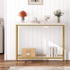 33.5" Narrow Console Table, Small Entryway Table with Glass Shelf and Metal Frame - 2 of 4