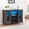 Bar Cabinet, Built - in Wine/Glass Rack, Liquor Storage Unit, Wine & Coffee Kitchen Sideboard Buffet for Living & Dining Room (47.2"-Dark Rustic Oak) - 2 of 4
