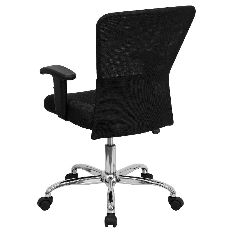 Flash Furniture Mid-Back Black Mesh Contemporary Swivel Task Office Chair with Chrome Base and Adjustable Arms, 2 of 6