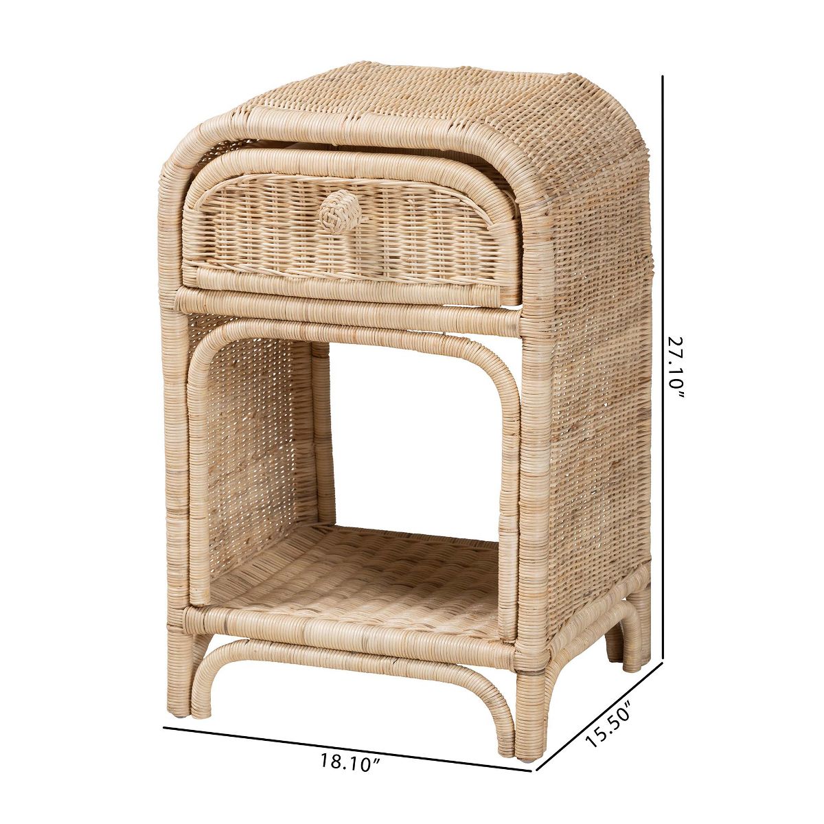 bali & pari Magni Modern Bohemian Natural Brown Rattan 1-Drawer Nightstand - thumbnail 10