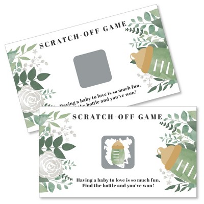Big Dot of Happiness Boho Botanical Baby - Greenery Baby Shower Game Scratch Off Cards - 22 Count
