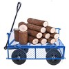 FURNIinspire Wheelbarrows And Lawn Carts Garden Utility Cart Wagon, Foldable Steel Transport Cart For Firewood, Yard Work, Blue, 37“*19"*40" - 2 of 4