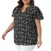 Women's Plus Size Floral Ruffle V Neck Double Short Sleeve Pleated Summer Casual Blouse - Agnes Orinda - 2 of 4