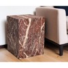 HomeRoots 20" Red Marble Square Block End Table - 2 of 4