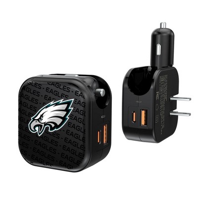 Philadelphia Eagles Text Backdrop 18-Watt 2 in 1 USB A/C Charger