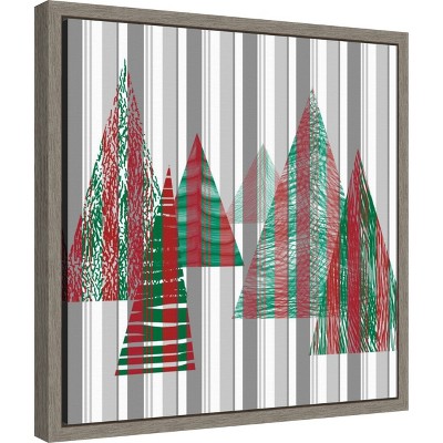 Festive Red and Green Christmas Tree Canvas Wall Art